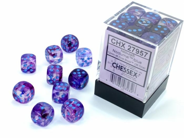 Accessories |   Chessex – 12Mm D6 Dice Block (36) – Nocturnal/Blue Luminary Accessories Accessories