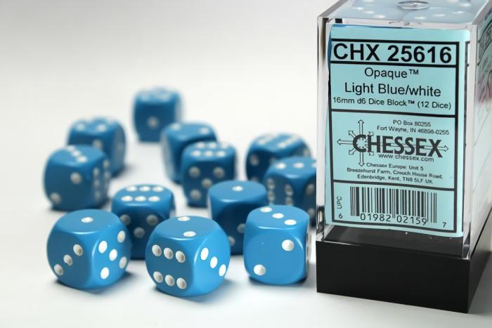 Accessories |   Chessex Dice – 16Mm D6 (12) Opaque Light/Blue/White Accessories Accessories