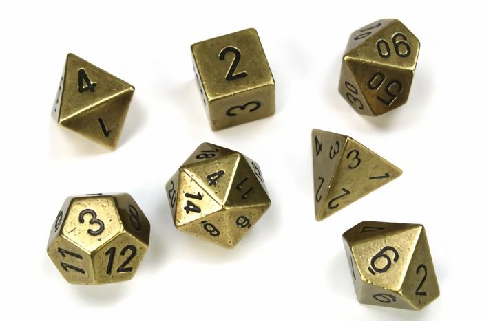 Accessories |   Chessex Dice – Polyhedral Set (7) – Metal Old Brass Accessories Accessories