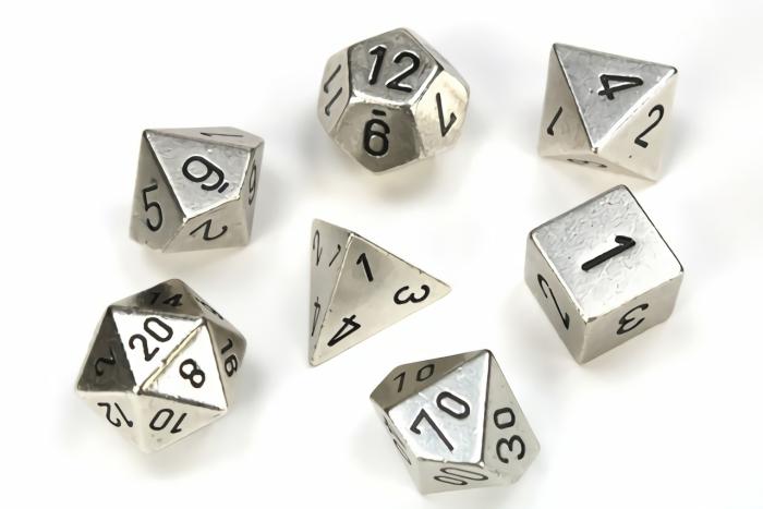 Accessories |   Chessex Dice – Polyhedral Set (7) – Metal Silver Accessories Accessories