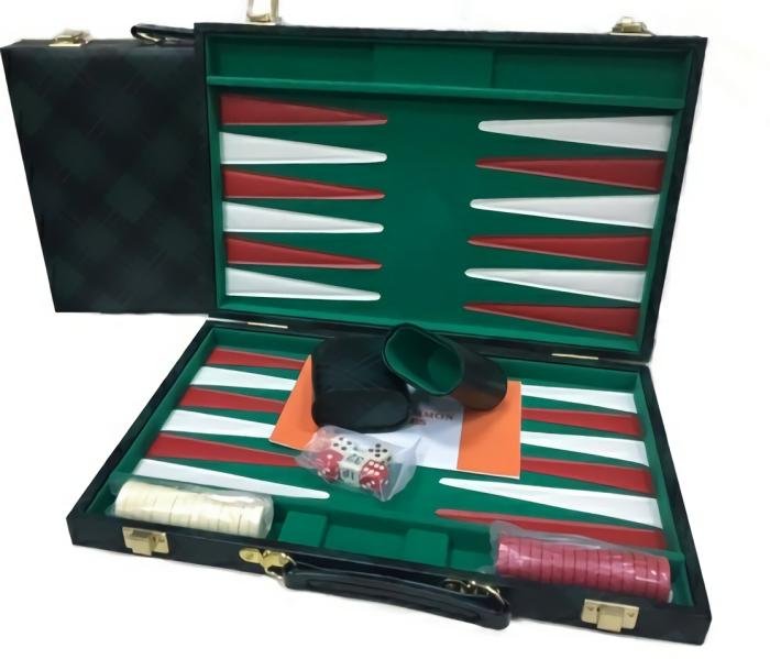 Backgammon |   Backgammon – 18" Green Checkered Backgammon Backgammon