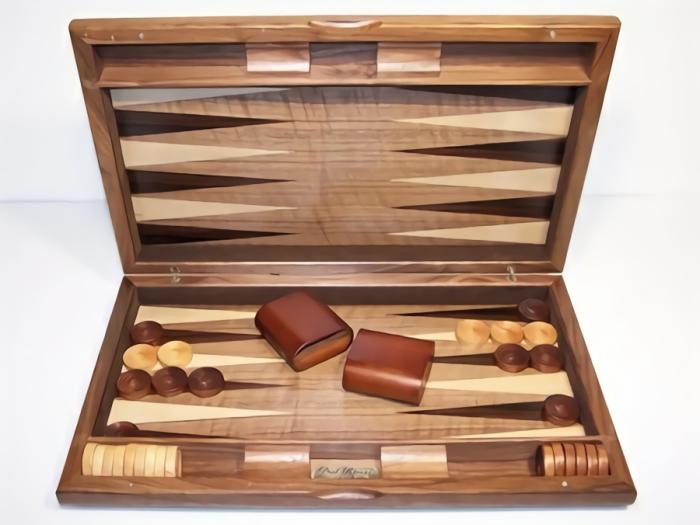 Backgammon |   Backgammon – 19" Wooden Set – Walnut Burl Backgammon Backgammon