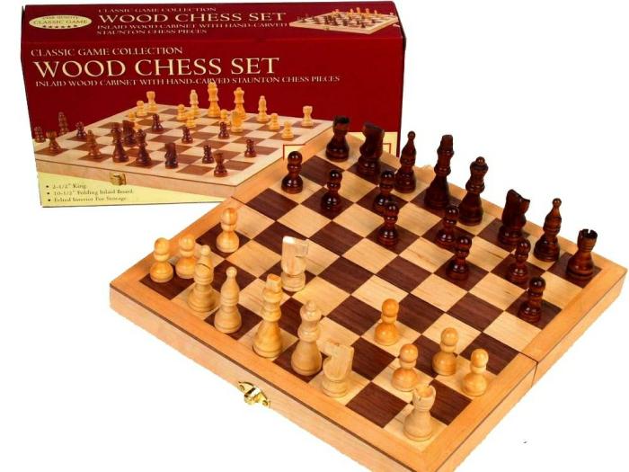 Chess Sets |   Chess Set – Folding Wooden 10.5" Chess Chess Sets