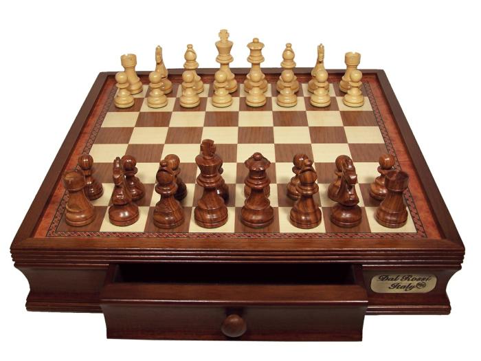 Chess Sets |   Chess Set – Weighted Wooden Pieces On Timber Inlaid Board With Drawer Chess Chess Sets