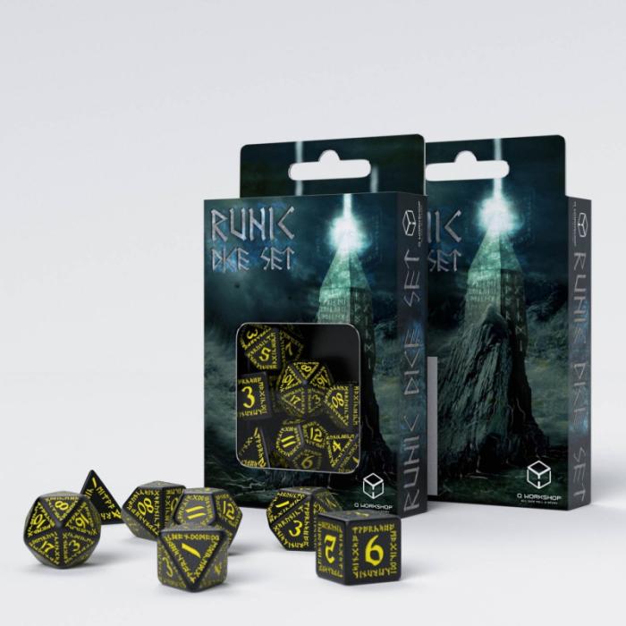 D&D |   Q Workshop Dice – Runic Black / Yellow D&D D&D