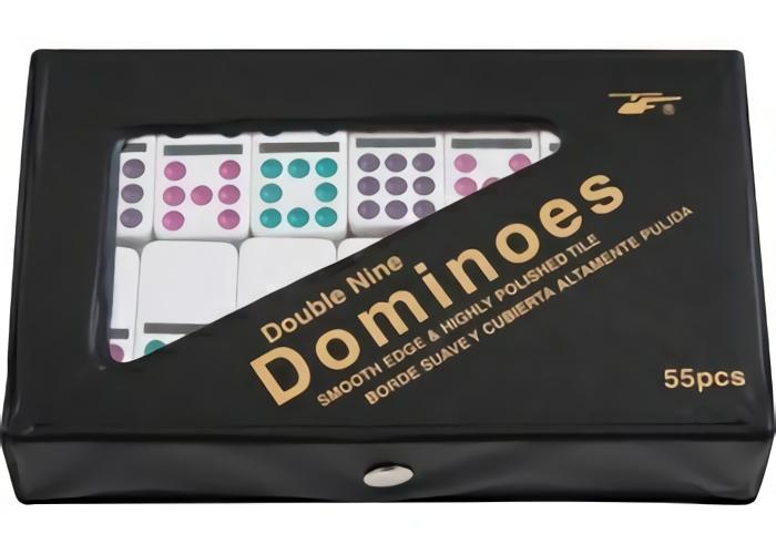 Dominoes |   Dominoes – Double 9 With Coloured Dots In Vinyl Case Dominoes Dominoes