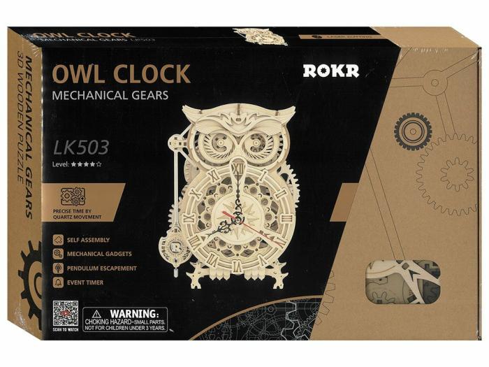 Model Kits |   Mechanical Gears – Owl Clock Construction Models Craft Model Kits