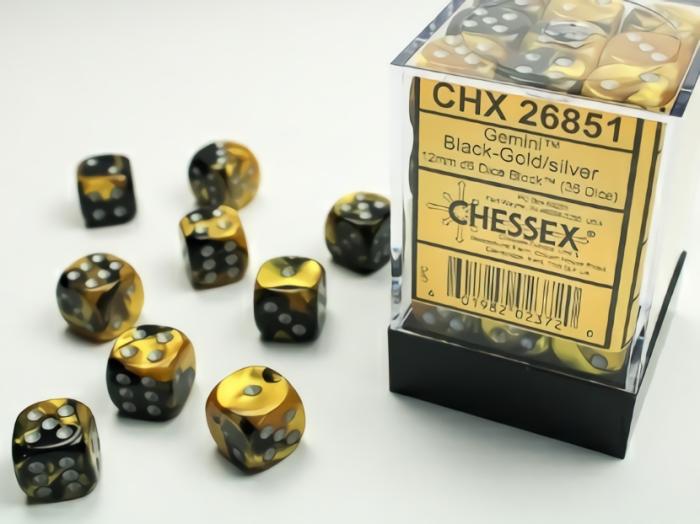 Accessories |   Chessex – 12Mm D6 Dice Block (36) – Black/Gold/Silver Accessories Accessories