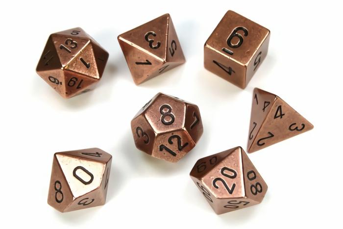 Accessories |   Chessex Dice – Polyhedral Set (7) – Metal Copper Accessories Accessories