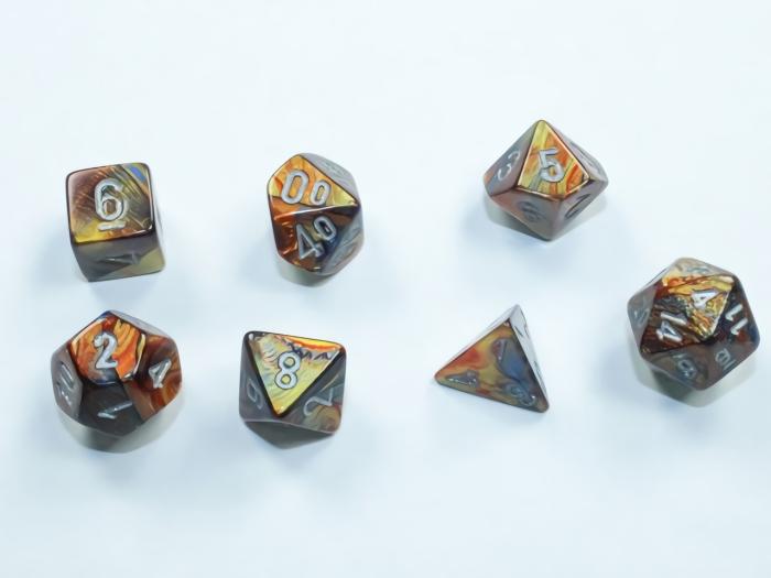 D&D |   Chessex – Mini Polyhedral Set (7) – Lustrous Gold/Silver D&D D&D