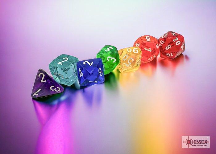 D&D |   Chessex – Polyhedral Set (7) – Translucent Prism Gm & Beginner Player D&D D&D