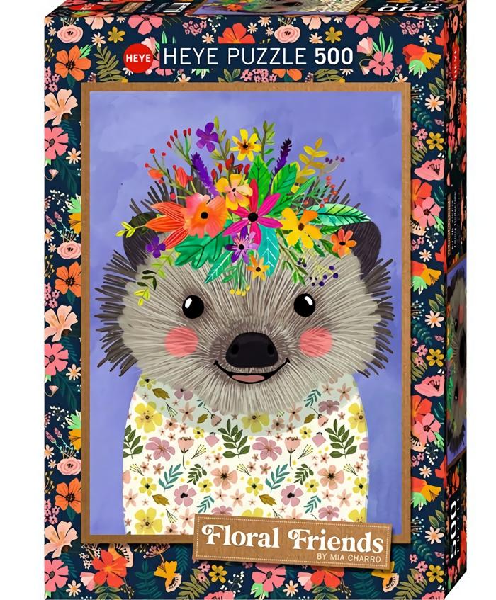 500-750 |   Heye – 500 Piece Floral Friends – Hedgehog 500-750 500-750