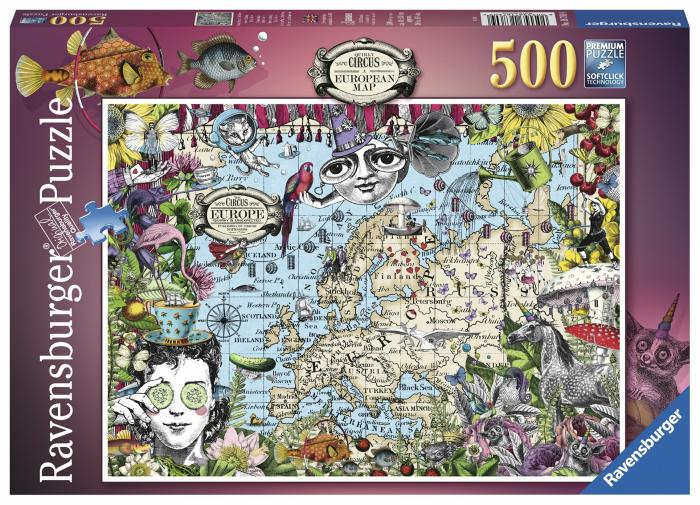 500-750 |   Ravensburger – 500 Piece – European Map Quirky Circus 500-750 500-750